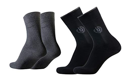 bugatti Herren 4er Pack Logo + uni basic schwarz, jeans melange, Size:39-42, Farben:black von bugatti