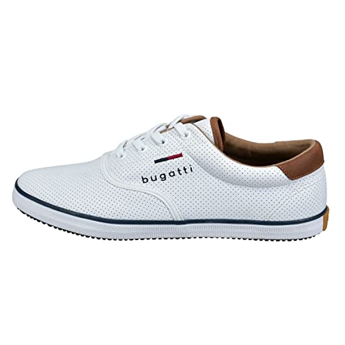 bugatti Canvas Sneaker aus Baumwolle, Low-Top-Leinenschuh mit flexibler Sohle, Weiß, 40 EU von bugatti