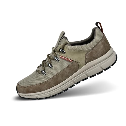 bugatti Herren-Beige-Sneaker mit Mesh-Einsätzen, modernem Design, Metallösen, Logo-Akzenten und atmungsaktivem beige/Taupe 41 EU bugatti Herren-Beige-Sneaker mit Mesh-Einsätzen, modernem Design, Metallösen, Logo-Akzenten und atmungsaktivem beige/Taupe 41 EU von bugatti
