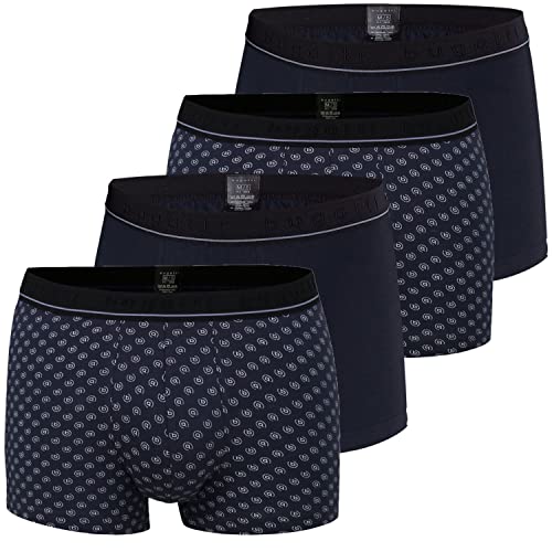 bugatti Herren Boxershorts, Pants, 4 Stück, 50016, 50017 (5, Navy Logo) von bugatti