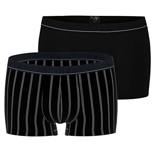 Bugatti Herren Boxershorts Modal | 2er Pack (L, schwarz | gestreift) von Bugatti