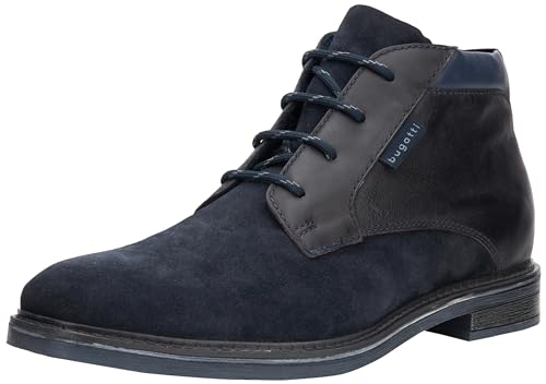 bugatti Herren Business Lederschuhe mit Langlebiger Imprägnierung und Extrabreiter Passform, Blau, 42 EU von bugatti