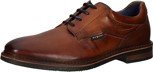 bugatti Herren Business Lederschuhe mit Langlebiger Imprägnierung und Extrabreiter Passform, Cognac 3, 41 EU von bugatti