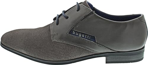 bugatti Herren Business Schnürschuh Mattia Eco aus Glattleder in Grau mit 3 Loch Schnürung. grau Gr. 41 von bugatti
