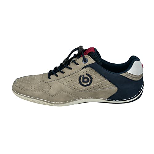 bugatti Casual Sneaker mit flexibler Sohle, Schnürschuh mit Memory Foam, elastische Schnürsenkel, Taupe, 41 EU von bugatti