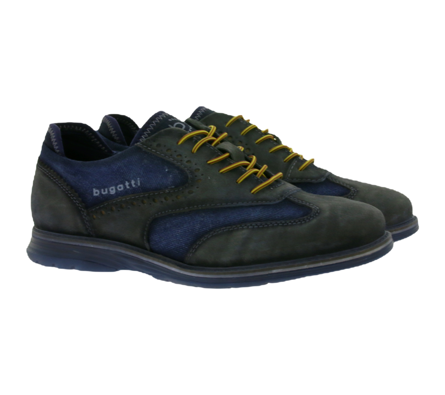 bugatti Herren Echtleder-Schnür-Schuhe im Used-Look Alltags-Sneaker mit SoftFit 332-A6U61-3469 Blau von bugatti