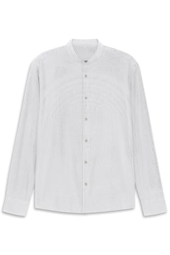 bugatti Herren Hemd Langarm 100% Leinen Modern Fit Stehkragen von bugatti