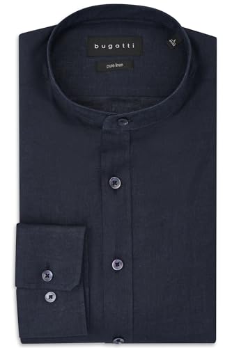 bugatti Herren Hemd Langarm 100% Leinen Modern Fit Stehkragen von bugatti