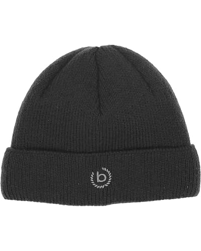 bugatti Herren Mütze - Einfarbige Strickmütze in Wollmischung mit Logo - One Size Charcoal von bugatti