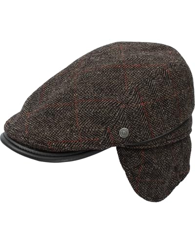 bugatti Herren Mütze - Karierte Schirmmütze mit Ohrenklappen aus reiner Wolle - Größe 55-62 von bugatti