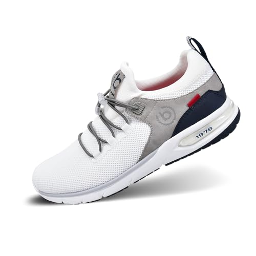 bugatti Sportlicher Sneaker mit Memory Foam im sportlichen Design, elastische Schnürsenkel, atmungsaktiv, Weiß, 45 EU von bugatti