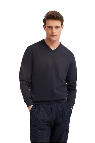 bugatti Herren Pullover Regular Fit V-Neck Premium Cotton Basic Baumwolle V-Ausschnitt von bugatti