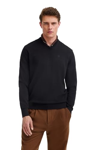 bugatti Herren Pullover Regular Fit V-Neck Premium Cotton Basic Baumwolle V-Ausschnitt von bugatti