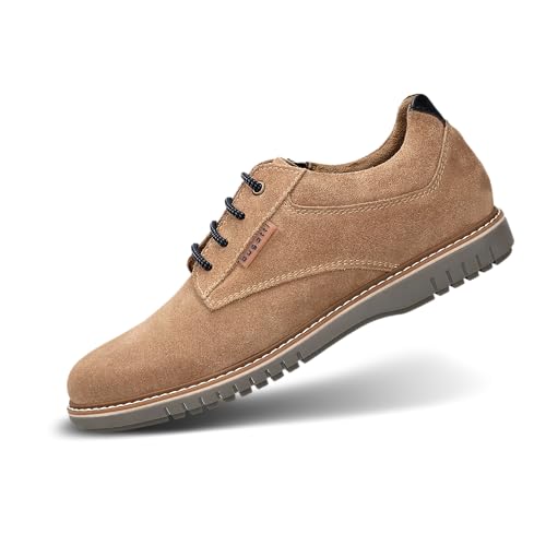 bugatti Herren-Sandfarbene Wildlederschuhe mit minimalistischen Nähten, klassischer Silhouette, herausnehmbaren Memory-Foam-Einlegesohlen, Bequeme Smart-Casual-Schuhe Sand 46 EU von bugatti