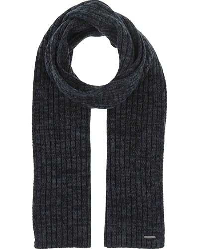 bugatti Herren Schal mit Rippenmuster - 26 x 170 cm - Winterschal in Wollmischung Denim von bugatti