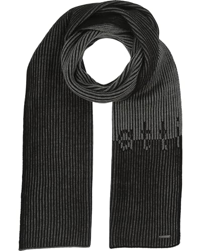 bugatti Herren Schal mit Schriftzug - 30 x 180 cm - Winterschal mit Rippenmuster von bugatti