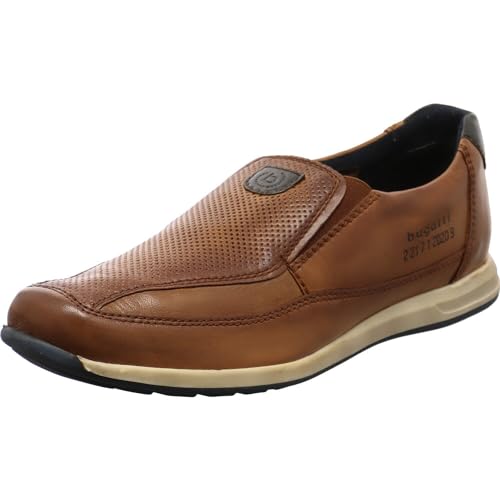 Bugatti Herren Slipper aus Echtleder in Cognac Braun mit Wechselfußbett. braun Gr. 45 von bugatti