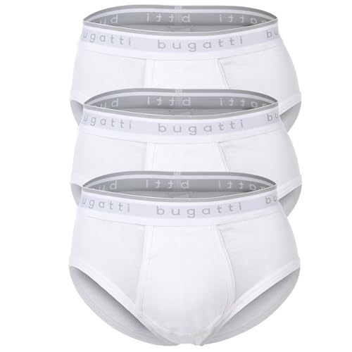 bugatti Herren Slips, 3er Pack - Feinripp, Eingriff, Baumwolle, einfarbig Weiß 2XL von bugatti