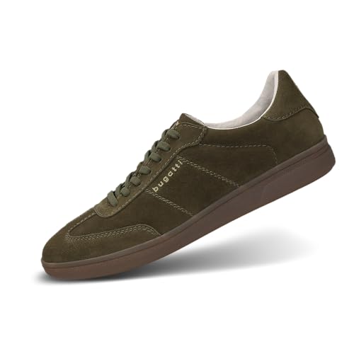 bugatti Herren-Sneaker aus grünem Wildleder mit elastischen Schnürsenkeln & Memory-Schaum-Einlegesohlen, weiter Schnitt, herausnehmbare Innensohle, Bequeme & stilvolle Schuhe. grün 44 EU von bugatti