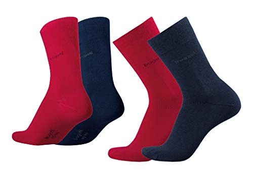 bugatti Herren Socken 4er Pack uni basic Farben rot, indigo melange, Size:39-42, Farben:red/nav von bugatti