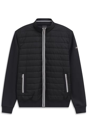 bugatti Herren Sweatjacke Modern Fit Reißverschluss Basic Stehkragen Material-Mix Steppfront von bugatti