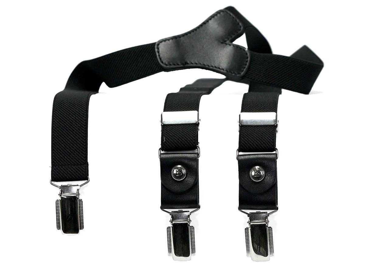 bugatti Hosenträger BUGATTI-Hosenträger 25 mm Lederr-Rückenteil Clips Gr.120 12-navy von bugatti