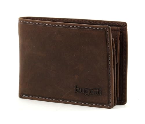 bugatti Hunter Coin Wallet with Flap 4 CC Embossed Logo Brown von bugatti