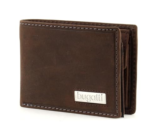 bugatti City Line Coin Wallet with Flap 4 CC Metal Logo Brown von bugatti