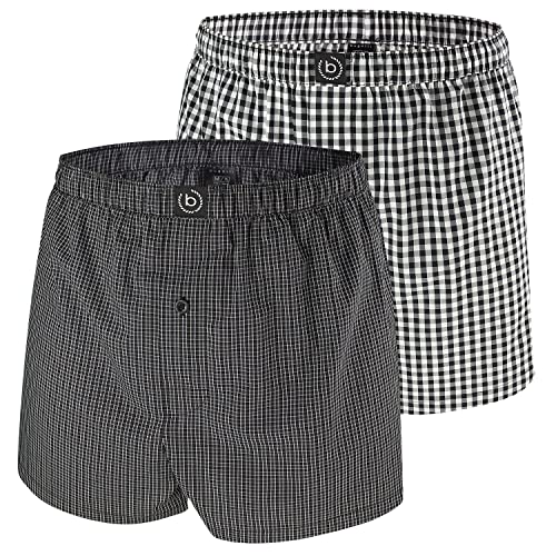 BUGATTI Karierte Herren Webboxer Boxershorts | 2 Stück (L, 934 schwarz-dunkel-Karo) von BUGATTI