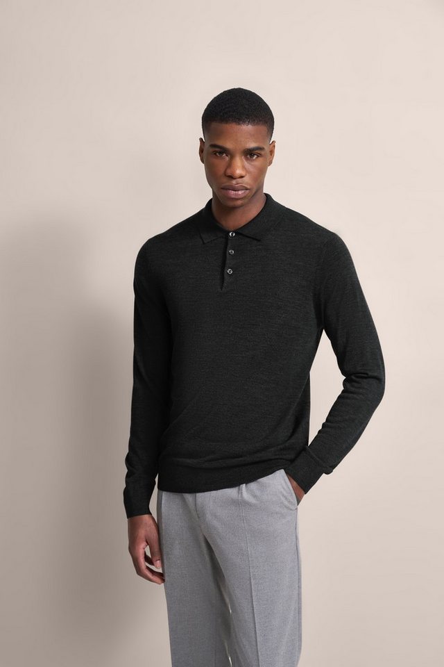 bugatti Langarm-Poloshirt in moderner Optik von bugatti