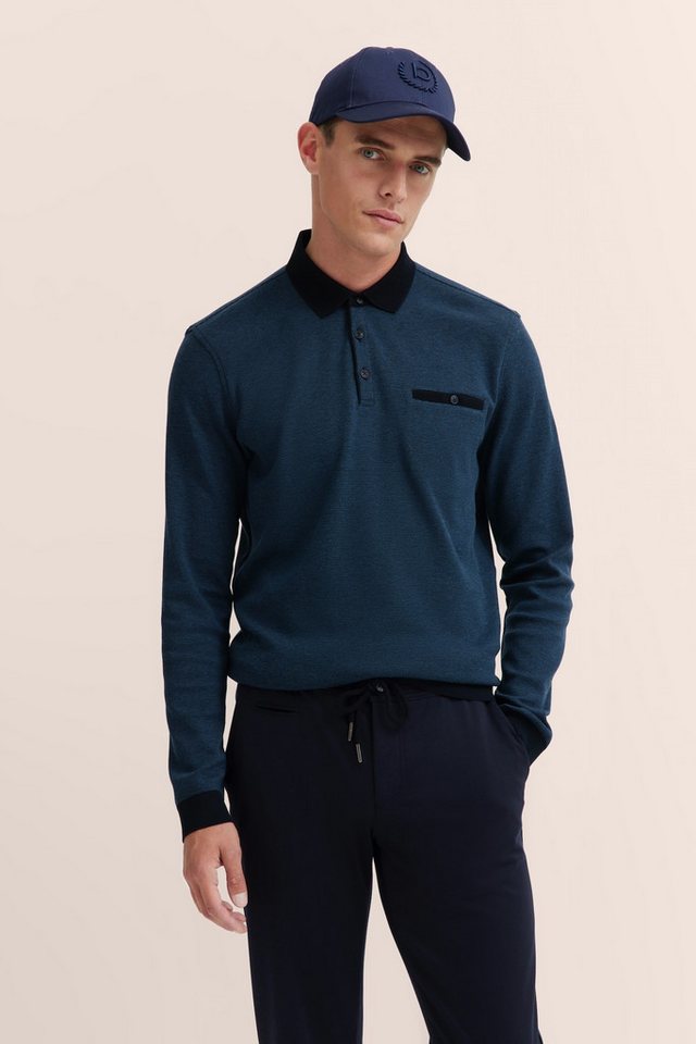 bugatti Langarm-Poloshirt mit Strukturkragen von bugatti