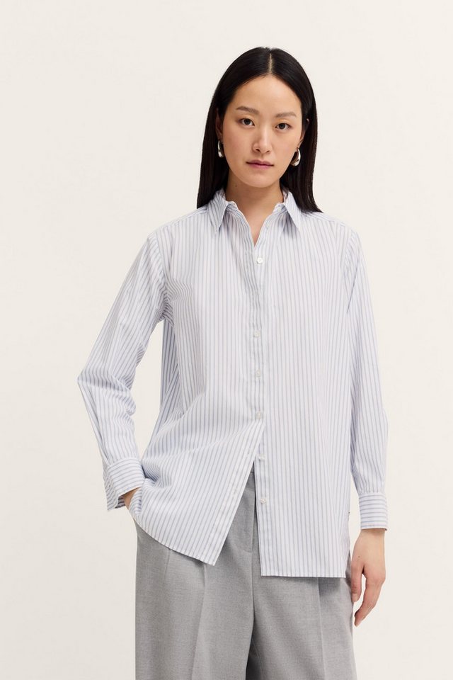 bugatti Langarmbluse Reine Baumwolle gestreift mit Hemdkragen & Knopfleiste von bugatti