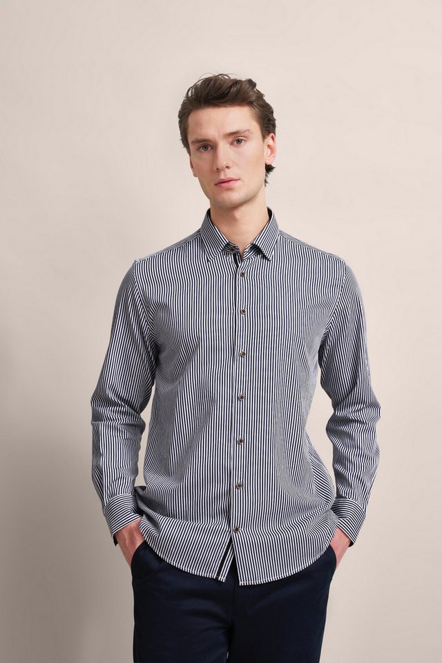 bugatti Langarmhemd mit Streifen von bugatti