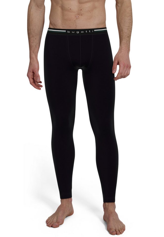 bugatti Lange Unterhose BUGATTI Herren lange Unterhose schwarz uni (1-St) von bugatti