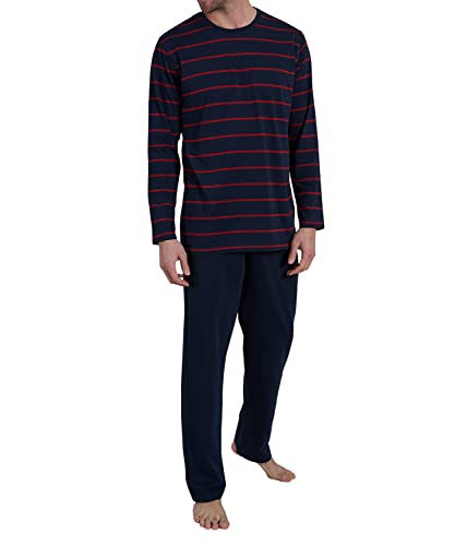 bugatti Langer Schlafanzug / Pyjama, bügelfrei + temperaturausgleichend (56, 432 rot-dunkel-Ringel) von bugatti