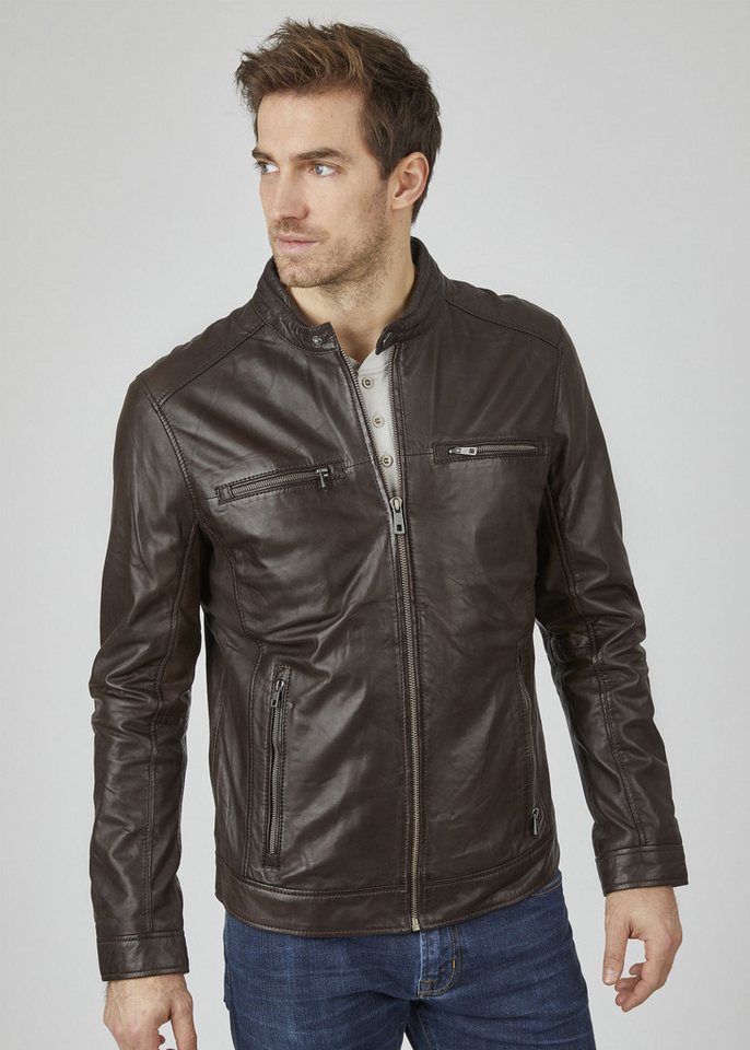 bugatti Lederjacke BUDANILO (1-St) mit Reißverschlüssen und Druckknopfriegeln von bugatti