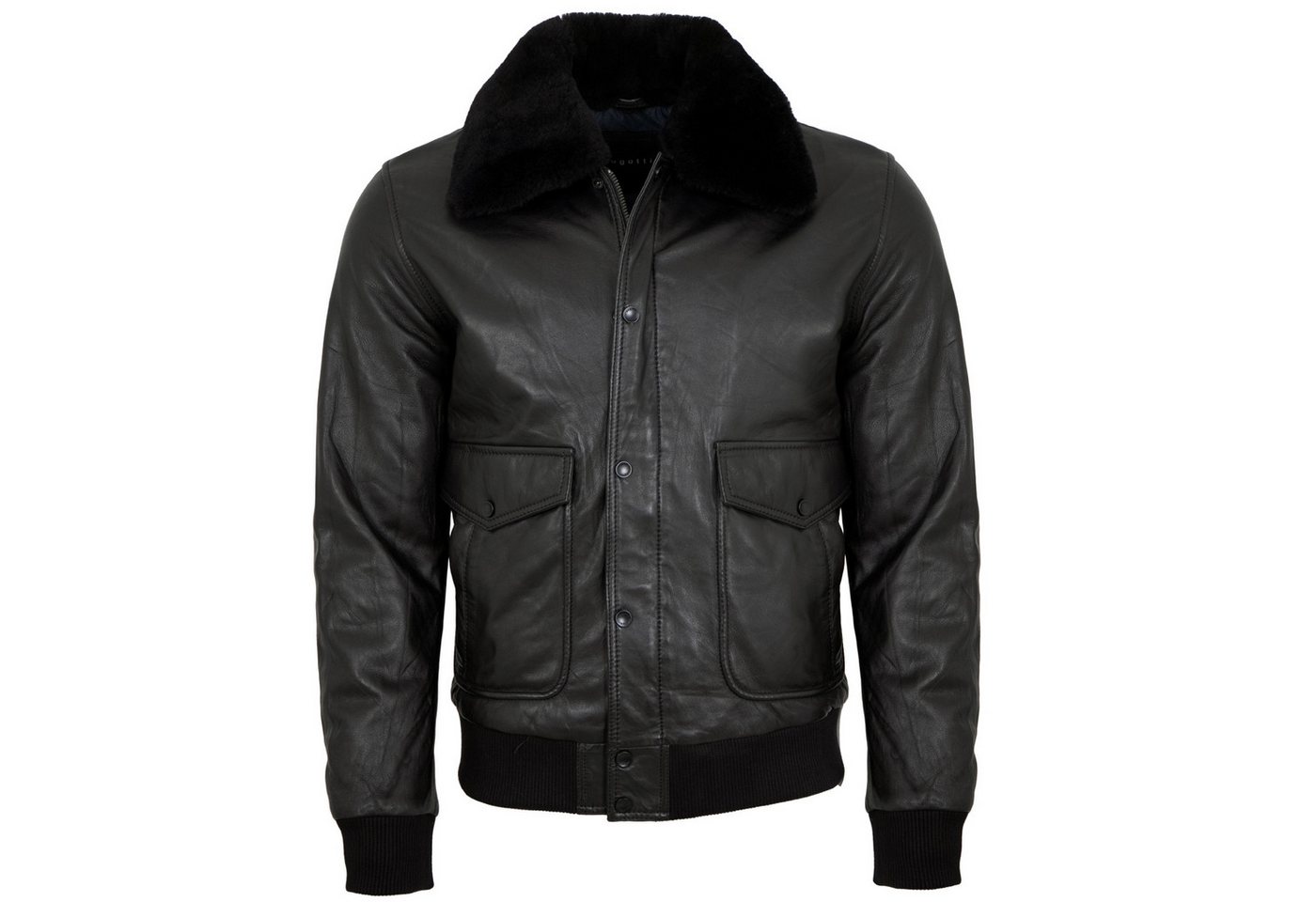 bugatti Lederjacke 222 034-BU/M Bugatti - Herren Lederjacke Weste Lammnappa Lammfellkragen schwarz von bugatti