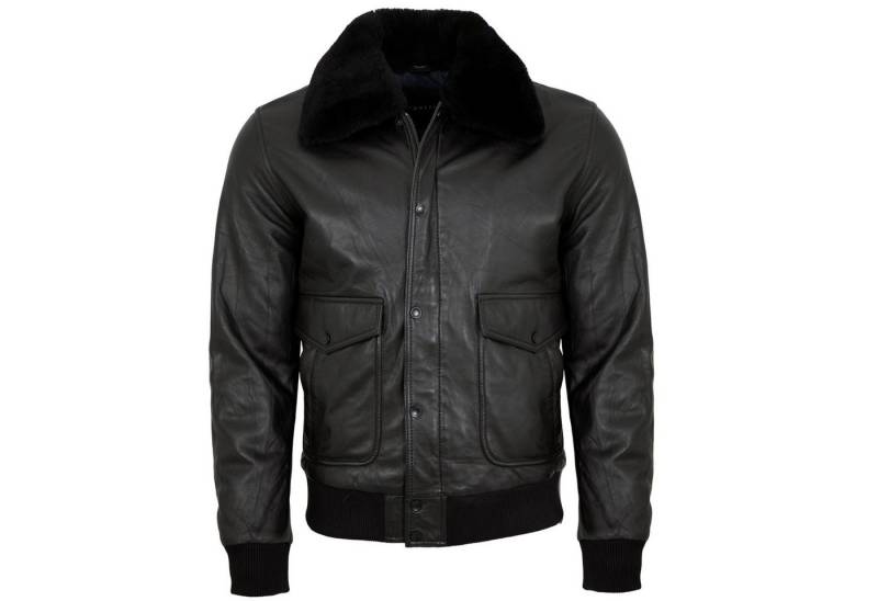 bugatti Lederjacke 222 034-BU/M Bugatti - Herren Lederjacke Weste Lammnappa Lammfellkragen schwarz von bugatti