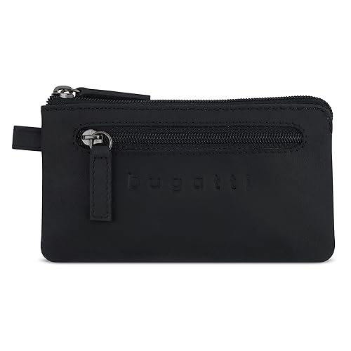 bugatti Luca Schlüsseletui aus Leder mit 2 Schlüsselringen – Schlüsselmäppchen in edler Geschenkbox - Schwarz von bugatti