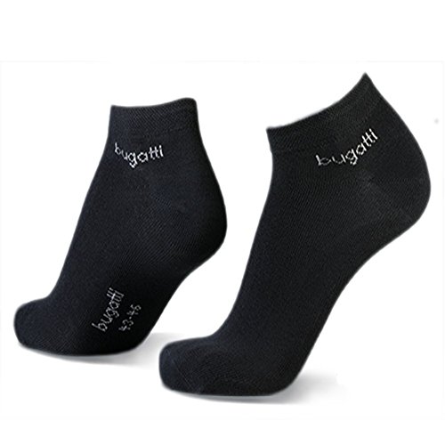 bugatti Mens Sneaker Socks 3er Pack 6765 610 schwarz Strumpf Socke Füsslinge, Größe:43-46 von bugatti