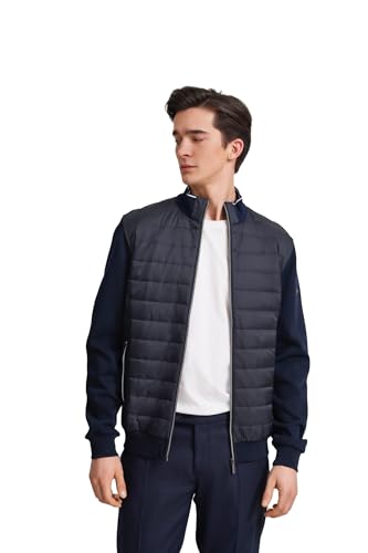 bugatti Herren Sweatjacke Modern Fit Reißverschluss Basic Stehkragen Material-Mix Steppfront von bugatti