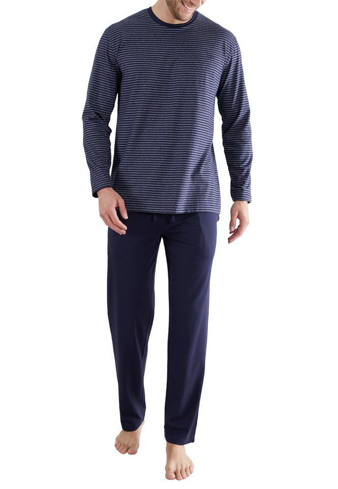 bugatti Pyjama BUGATTI Herren Pyjama blau quergestreift (1 tlg) von bugatti