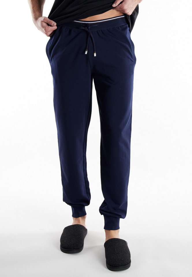 bugatti Pyjamahose Bologna mit Seitentaschen, niedriger Bund, bequem, elastisch, Materialmix von bugatti