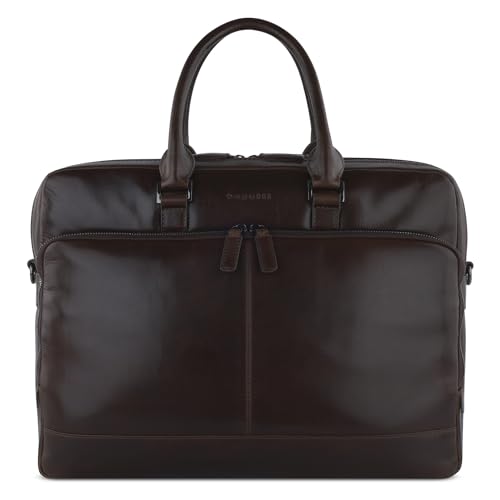 bugatti Romano Aktentasche groß mit einem 15" Laptopfach aus hochwertigem Leder in Braun von bugatti