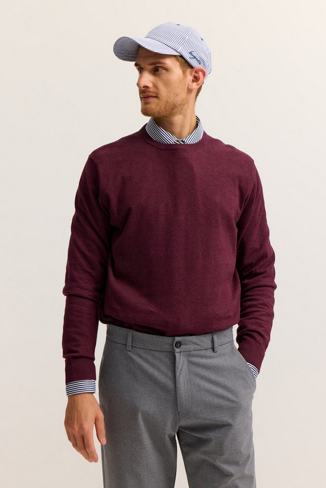 bugatti Rundhalspullover Regular Fit Basic Essential aus reiner Baumwolle von bugatti