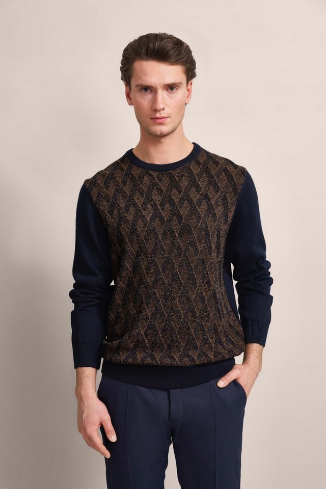 bugatti Strickpullover mit 2-farbigem Rautenmuster von bugatti