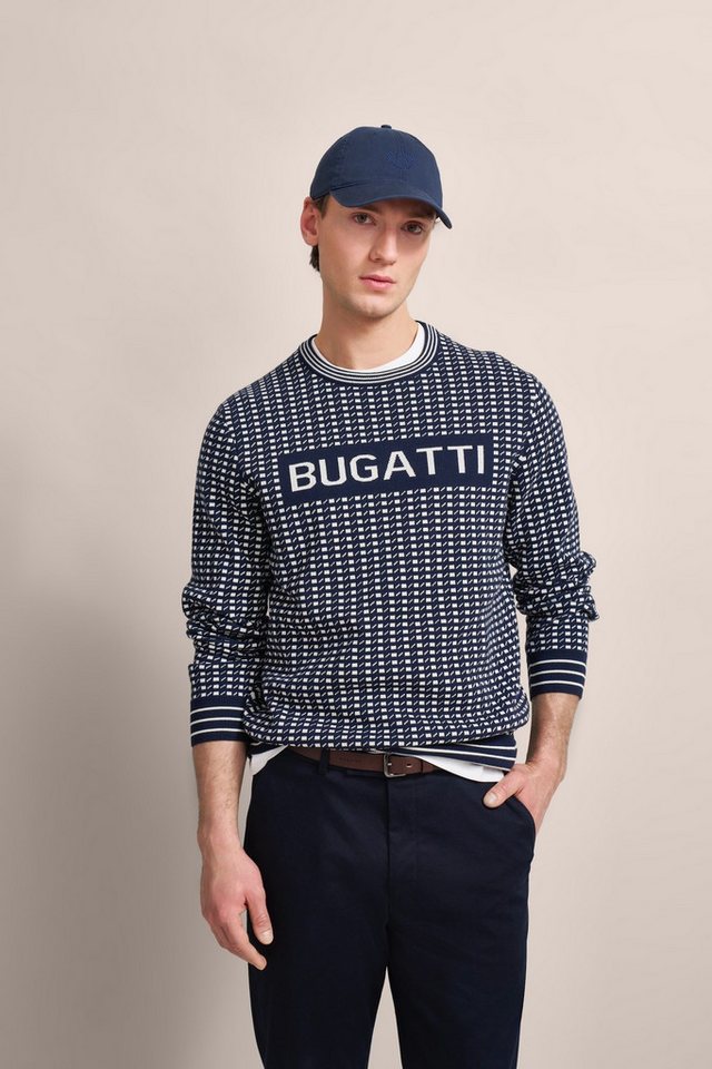bugatti Strickpullover mit präsentem Logo-Print von bugatti
