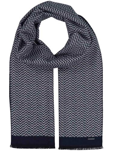 bugatti Schal | Geometrisches Design | Farblich abgesetzter Rand | 30 x 180 cm | Reine Viskose Navy von bugatti