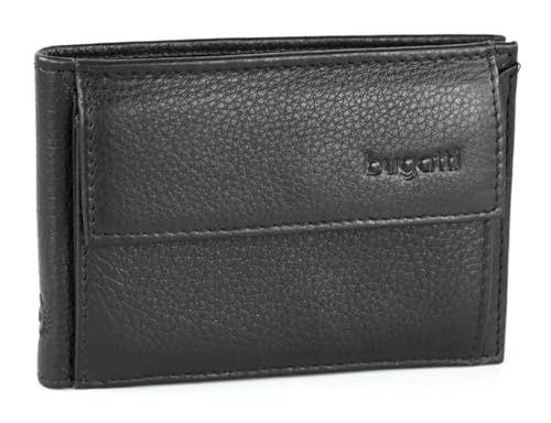 bugatti Sempre Geldbörse Herren Leder 4CC – Portemonnaie Herren Querformat Schwarz – Geldbeutel Portmonee Wallet Brieftasche Männer Portmonaise von bugatti