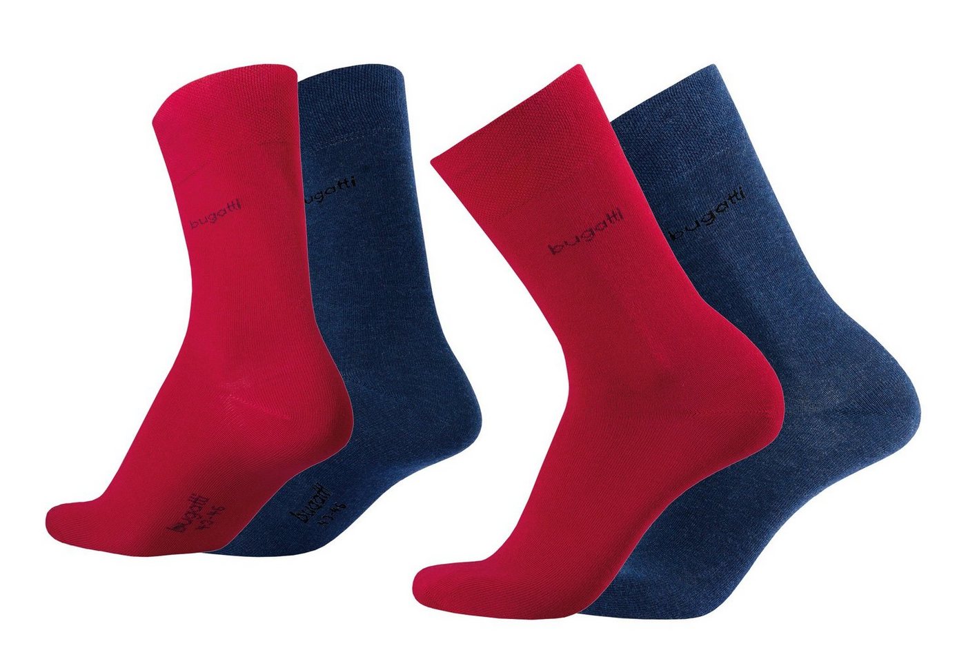 bugatti Socken 6702496942 bugatti Herren Socken 4er Pack uni basic Farben rot, indigo melange von bugatti